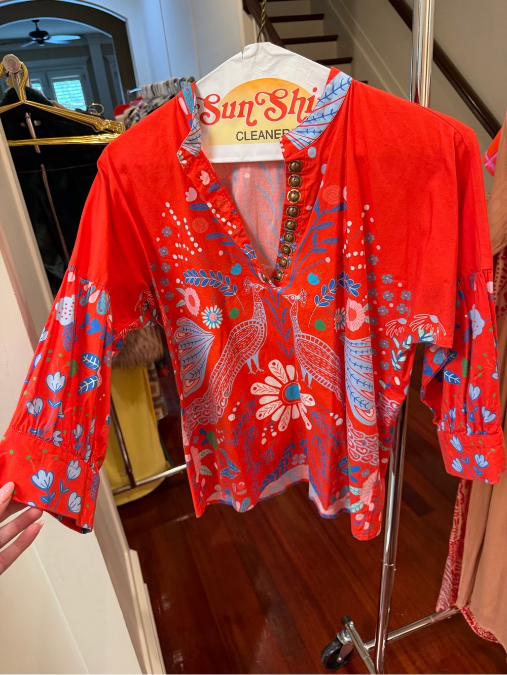 Bright Red Embroidered Peasant Blouse - SunShi